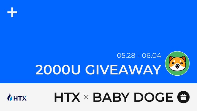The image features a poster for a meme competition called "2000 U Giveaway" at HTX's Memes Festival, where people can win a funny prize of $2,000 worth of baby doge. The poster showcases two dogs, one brown and one orange, representing the competitors in this challenge. A cartoon sign reading "BabyDoge" also appears on the image, emphasizing the theme of the event.