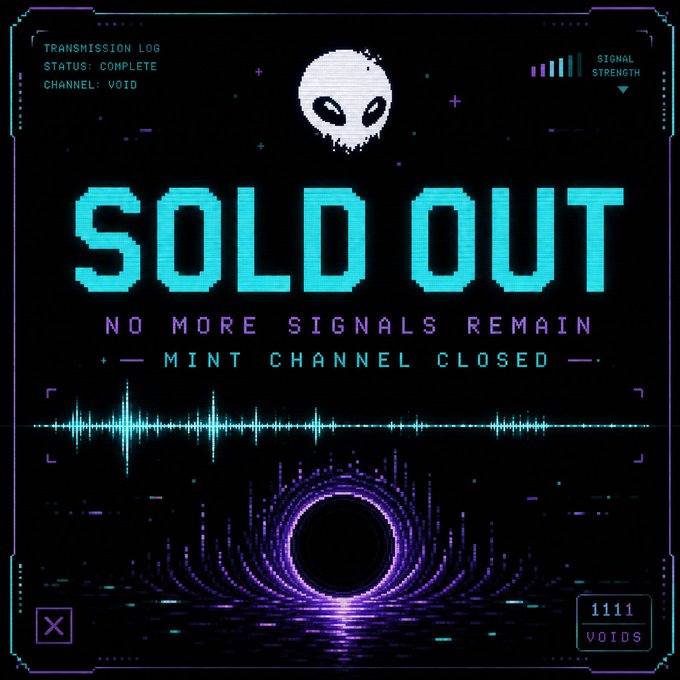 The image features a poster for a video game called "The Rift" with a purple background, blue and white text, and an illustration of a black hole. The poster also includes a message that reads "Sold Out", indicating that the game has been completed and is no longer available for purchase or streaming.