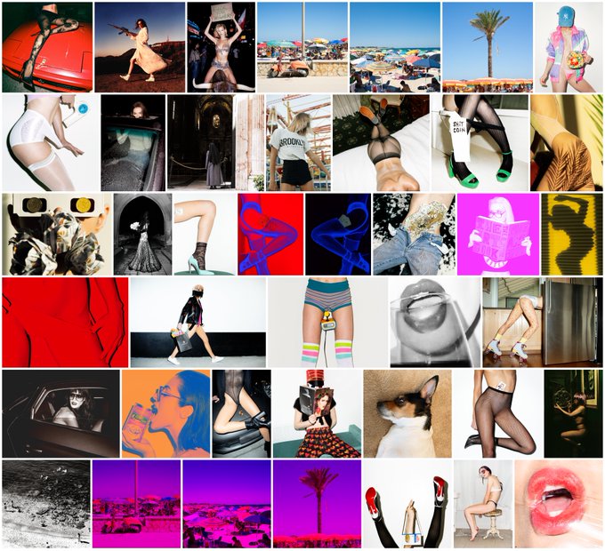This image shows the "gmVAULT Collection", featuring many disjointed images of women taken in various poses and arrangements.