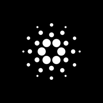 The image displays the Cardano (ADA) logo, a circular cluster of white dots arranged in a distinctive pattern on a black background. This relates to the announcement by featuring the blockchain platform's symbol, as Petrobras utilizes Cardano-based applications for tracking sustainability claims in aviation fuel and renewable diesel.