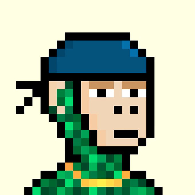 A pixel art character with blue hair wearing a green outfit, depicted in a retro 8-bit style.