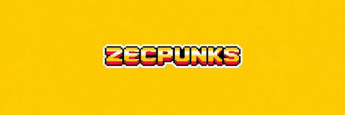 The image features a pixelated, retro-style logo reading "ZECPUNKS" in bold orange, yellow, and red gradient lettering with a white outline, centered on a solid yellow background.

This appears to be the brand logo for @zecpunksnft, the first punk-style NFT collection on the Zcash ($ZEC) blockchain with 1,555 supply, complementing the promotional post announcing the project's introduction.