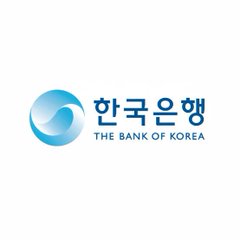 The Bank of Korea logo featuring a blue circular emblem alongside the Korean text '한국은행' and English 'THE BANK OF KOREA'.
