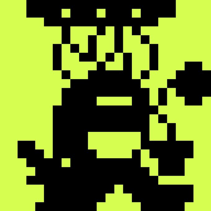 A pixelated green Bitcoin logo, where the BTC symbol is highlighted in bright lime green against a black background, visually reinforcing the "Bullish. Send it" sentiment with its vibrant, upward-momentum energy.

Wait—let me look more carefully. The image appears to be an inverted/color-shifted Bitcoin logo with the characteristic ₿ symbol rendered in lime green on black pixels. The bold color treatment amplifies the bullish crypto hype expressed in the caption.