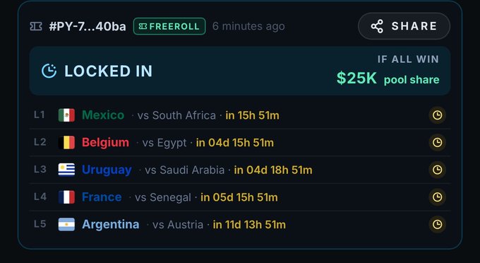 A post about a pool table game showing the names of the teams playing, including South Africa, Portugal, Argentina, England, Uruguay, Paraguay, Venezuela, Brazil, Argentina, France, and Germany as their respective players. There's a chance to win $25k if your chosen team wins this game on Jupiter with a free roll feature. The image shows what would be a very interesting way for people to bet on the game they're playing instead of using traditional methods like betting at a casino or online gambling platforms where players might have to pay higher fees and fees.
