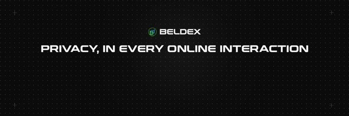 Beldex promotional banner reading 'BELDEX - PRIVACY, IN EVERY ONLINE INTERACTION' on a dark background with green logo.