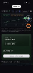 A mobile app interface for 'STON.fi' showing a swap function for swapping ETH, with a current market price of 24.4285 ETH displayed on a chart.