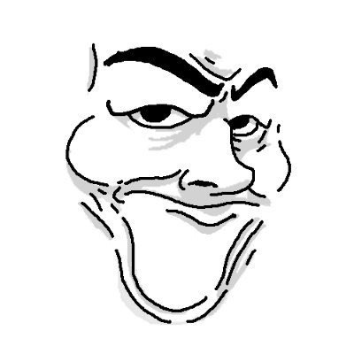 A black-and-white line drawing of a skeptical, unimpressed "soyjak" meme face with furrowed brows and a flat expression, humorously conveying the "brutally honest anti hero" persona of Todd the character being introduced in the Twitter post.