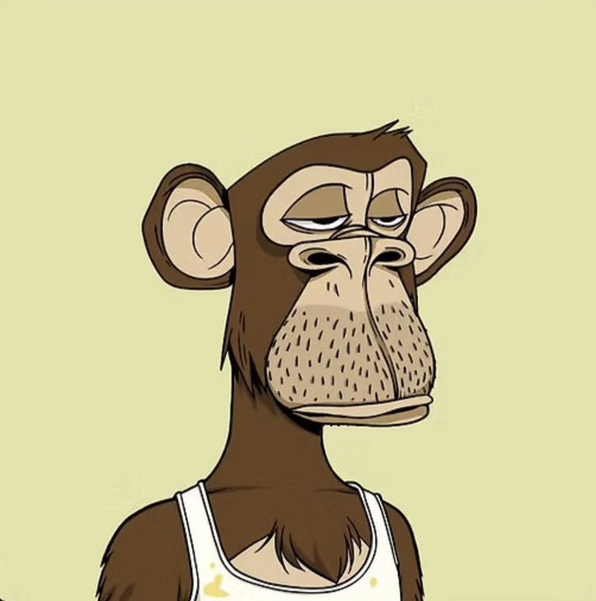 A cartoon illustration of a brown monkey with a tired expression wearing a stained white tank top against a light green background.