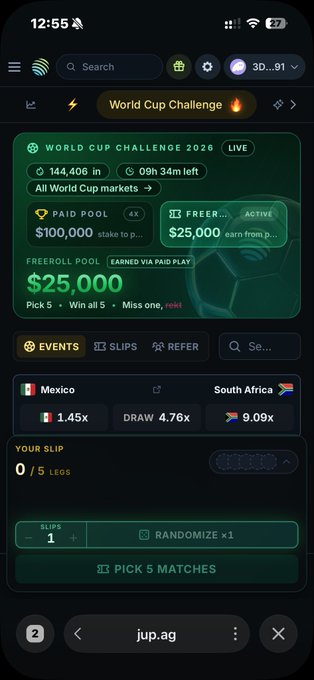 The image shows a cell phone screen with a World Cup Challenge app displayed, which has a green background and white text. The app appears to be a betting app that allows users to predict the outcome of the World Cup challenge. The app provides information about the event, including details on the teams participating and their respective positions in the tournament. It also offers tips for making informed decisions based on the available data.