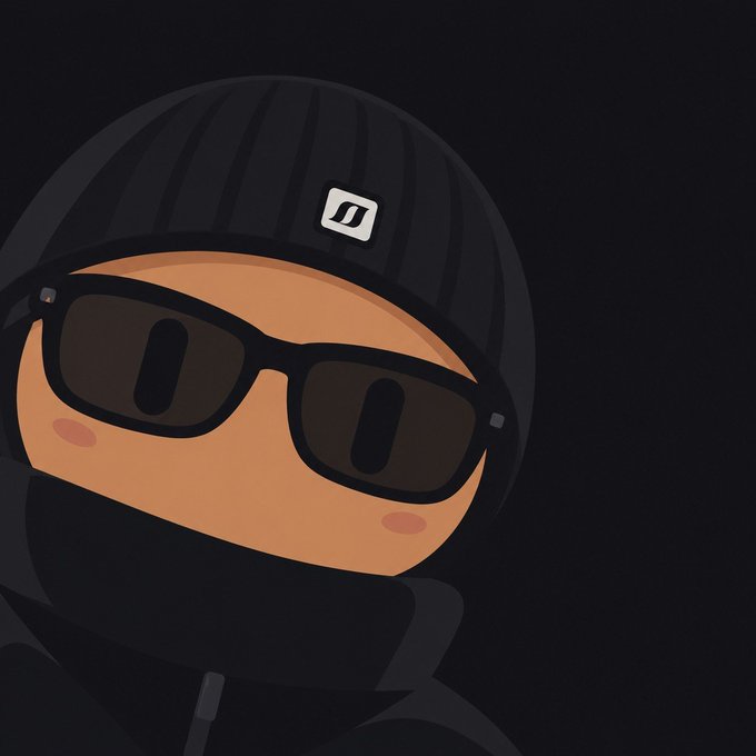 A cartoon avatar of a character wearing a black beanie, sunglasses, and a face covering.