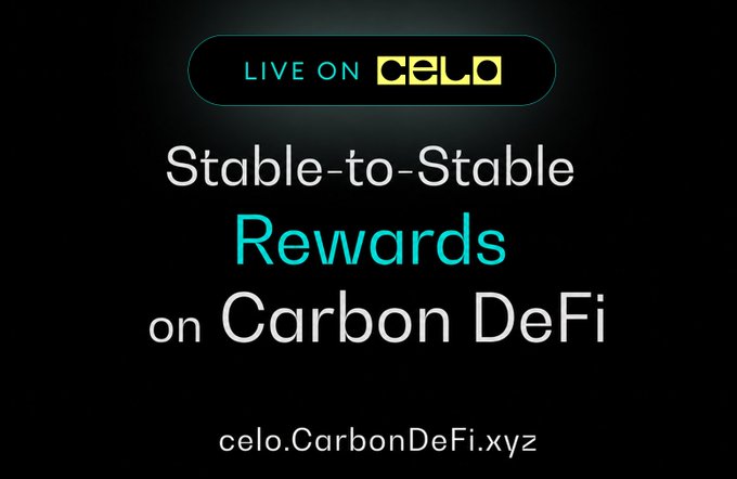 The image features a black background with white text on it, which reads "Live On Celo". Below this, there is an explanation of stable-to-stable rewards for Bitcoin transactions happening via the site Cello. A quote about the campaign and its purpose can be seen as well.