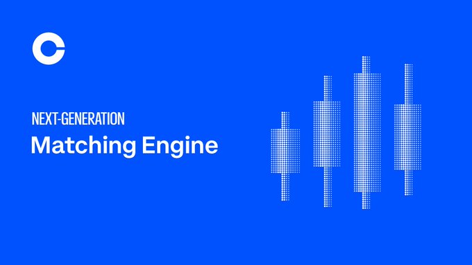 A blue graphic with a white 'C' logo and text reading 'NEXT-GENERATION Matching Engine' alongside candlestick chart patterns.