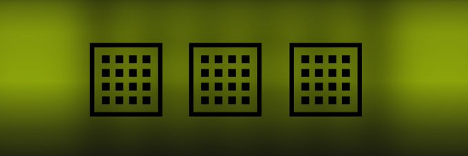 Three dark silhouettes of grid-patterned NFT icons sit in a row against a glowing olive-green gradient background, evoking the digital collectibles now available on OpenSea. The minimalist, techno-inspired design reflects the "GTD is live" launch announcement for the Hoo collection.