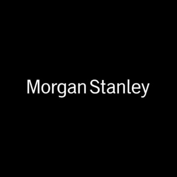 The 'Morgan Stanley' company logo displayed in white text on a black background.