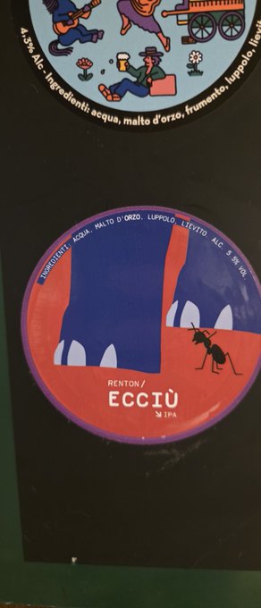 Two stickers featuring the Italian alcoholic digestif 'A Fernet Branca' branding, with the lower sticker depicting a blue elephant over the word 'ECCIO' in red.