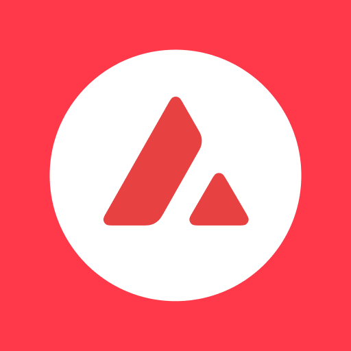 The image shows the Avalanche (AVAX) cryptocurrency logo—a red "A" symbol inside a white circle on a red background—relevant to the post about Lynq, a permissioned Layer 1 network built on Avalanche technology, enabling institutional access to Goldman Sachs' Financial Square Treasury Instruments Fund.