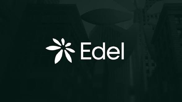 A logo for 'Edel' featuring a white flower icon on a dark green background.
