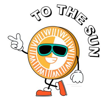 A cartoon coin mascot wearing sunglasses and orange shoes points upward next to the text "TO THE SUN." The image ties into the post's message about leveraging SUN.io's yield aggregators to maximize returns within the TRON ecosystem.
