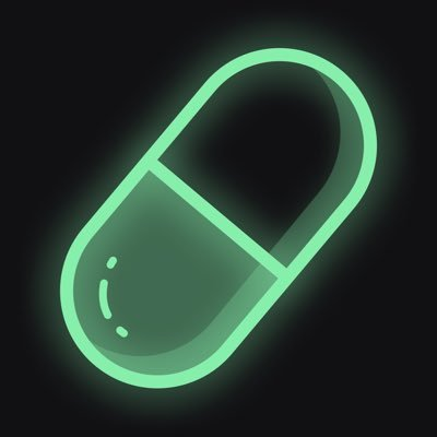 The image features a neon green pill, which appears to be a tablet or a vitamin supplement. It's a striking contrast against the black background of the image, making it stand out prominently. The caption accompanying the image reads "Trade on Terminal", indicating that this is related to a trading platform that operates in a terminal environment. Users can quickly buy and sell stocks and bonds through this trading platform, as described in the post itself.