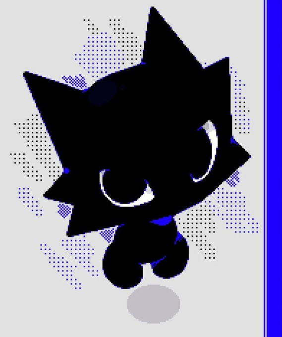 The image shows a silhouette of a shadowy, cat-like cartoon figure with large white eyes against a gray background accented with blue halftone dots. 

The minimalist, faceless silhouette reinforces the post's theme of quiet observation, suggesting the poster is a lurking "whale" patiently watching unnoticed trading patterns on Pump.fun instead of chasing the obvious hype.