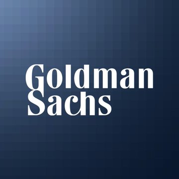 The image displays the Goldman Sachs logo in white serif text against a dark blue background, representing the investment bank's brand. This relates to the post, which highlights Goldman Sachs' recent acquisition of Neos and its resulting gains in a Bitcoin income ETF with a notable 27% distribution rate.