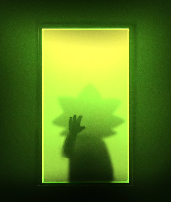 A silhouette with a spiky, star-like hair or aura presses a hand against a glowing green-lit window, evoking the feeling of seeking passage through a barrier. The image mirrors the post's message of taking ownership and action—instead of waiting for Monad to "open the door," builders must recognize they themselves are the ones holding the wheel and shaping the path forward.