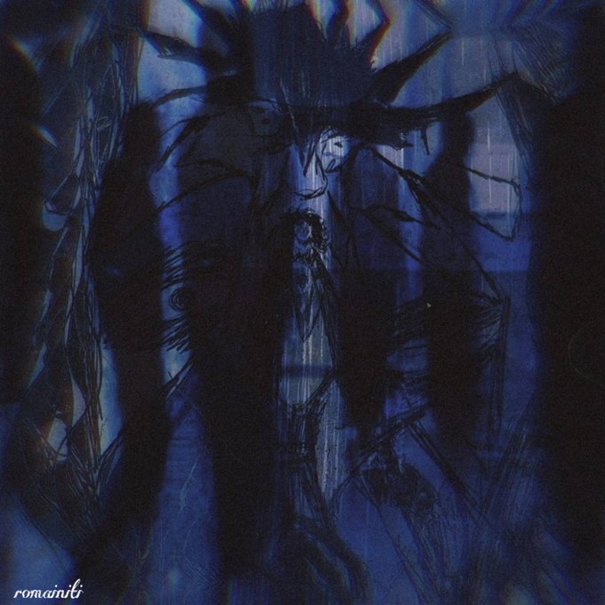 The image features a dark blue background with black shadows, giving it an artistic and mysterious appearance. The shadows are scattered throughout the scene, adding depth and dimension to the artwork. In the bottom right corner of the image, there's text that reads "Overthinking" followed by "the hour when overthinking becomes loudest Shadows scream thoughts multiply and sleep feels like a distant betrayal". This connection between the dark background and the theme of overthinking suggests that the artist is exploring the concept of introspection and self-discovery through their art. The use of shadows to represent the hidden thoughts and emotions associated with overthinking adds an element of intrigue and complexity to the piece, inviting viewers to contemplate its meaning and significance.