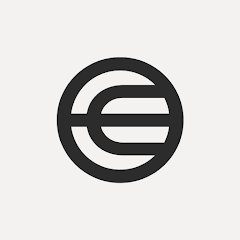 A black and white circular logo featuring a stylized letter 'e' or 'c' with a horizontal line through the middle.