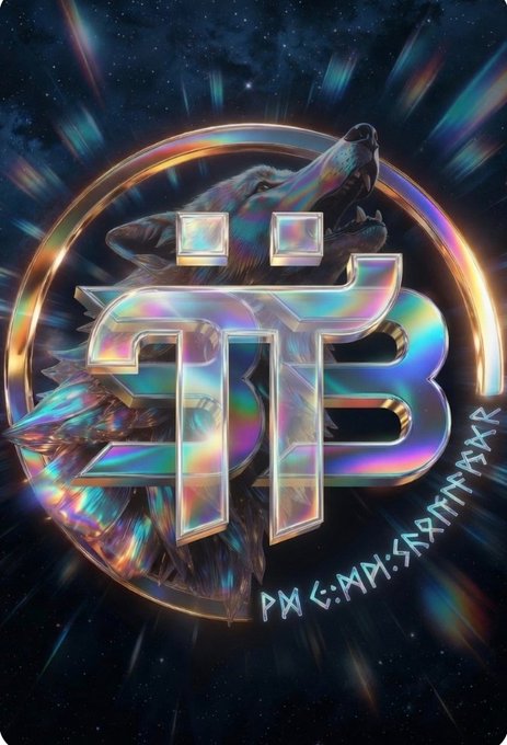 A vibrant, iridescent graphic features the stylized "Pi" cryptocurrency logo overlaid on a cosmic wolf howling at the sky, encircled by a glowing halo and accompanied by the text "PN C: MAX SRAMPAXR" — visually emphasizing Pi Network's bold, Stellar-backed identity and its dramatic, frontier-like entry into blockchain.