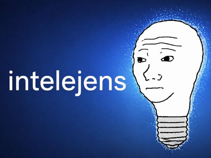 The image features a white lightbulb with blue lines, which appears to be emitting a glow or radiating energy. The background of the image is dark blue, providing contrast for the white lightbulb. The caption below the image reads "Intelejens", indicating that it's related to the concept of telepathy.