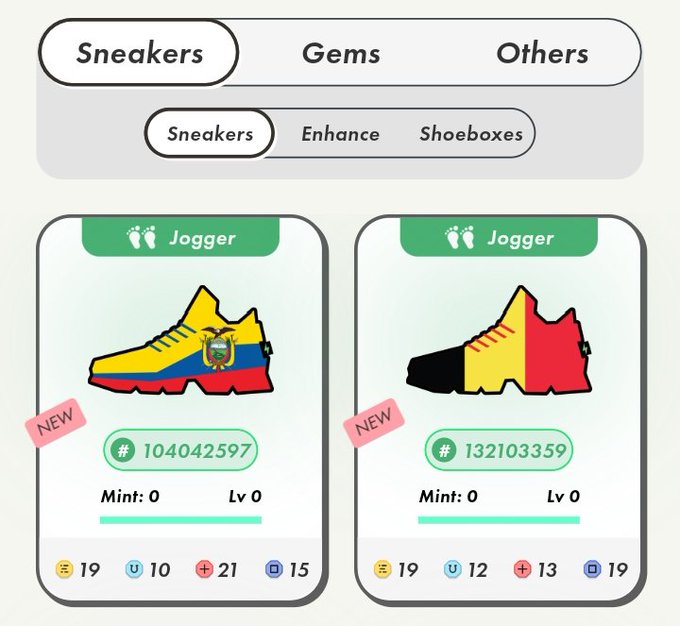 The image shows a pair of sneakers with different colors, including red, yellow, green, and black. The sneakers are displayed side by side, allowing viewers to compare their designs easily. The text "Stepn" appears multiple times on the image, which could be part of a caption or description related to the sneakers' features or brand name.