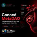 A thumbnail featuring a red rose and Spanish text 'Conocé MetaDAO' from CryptoSlate, promoting a course on MetaDAO by Sr. Messa.