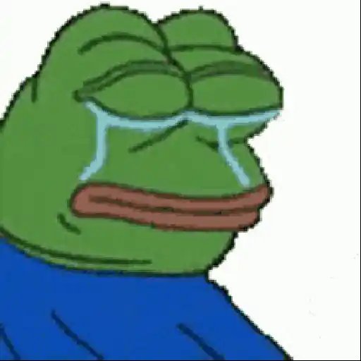 The image features the "Crying Pepe" meme—a green frog with large, streaming tears and a downturned mouth—expressing deep sadness. It humorously reflects the post's lament about losing money while farming on Orderly instead of profiting from arbitrage opportunities on Hyperliquid and Orderly, capturing the regret of missed gains and painful losses.