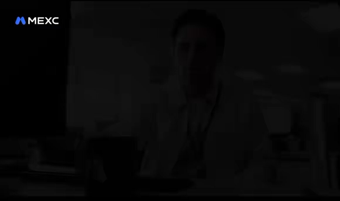 The MEXC logo appears in the top left of a very dark, dimly lit image showing a man in a dark setting. The image relates to the post by setting a moody, focused atmosphere that matches the message about looking past the flashy $8,000,000 USDT headline to the more important detail of the $200,000 daily reset prize pool.