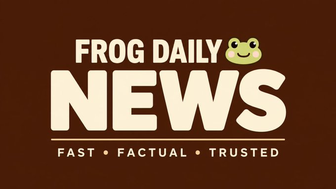 A logo for 'Frog Daily News' with the tagline 'Fast • Factual • Trusted' on a brown background, featuring a small green frog character.