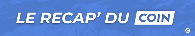 The image displays a blue banner with the white text "LE RECAP' DU COIN" alongside a "COIN" logo, serving as the title card for a daily cryptocurrency news summary that covers developments like Cloudflare's launch of Cloudflare Wallets for AI agent transactions.