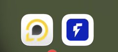 Two app icons on a dark background: a yellow chat/messaging icon and a blue lightning bolt icon.