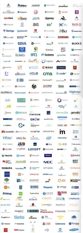 The image features a long horizontal row of logos from various companies, including banks, tech giants, and financial institutions. The logos are arranged in a grid-like pattern, showcasing the diversity of these organizations. The text accompanying the image reads "FOLKSYOU CAN'T IGNORE #XRP ANYMORE. THE FUTURE ISN'T COMING..IT'S ALREADY BEING BUILT. THE CONNECTIONS ARE ESTABLISHED. THE INFRASTRUCTURE IS MASSIVE. WHILE MOST PEOPLE ARE STILL debating, THE FOUNDATION FOR GLOBAL VALUE TRANSFER IS ALREADY BEING BUILT." This message emphasizes the importance of these logos and their role in shaping the future of global commerce and value transfer.
