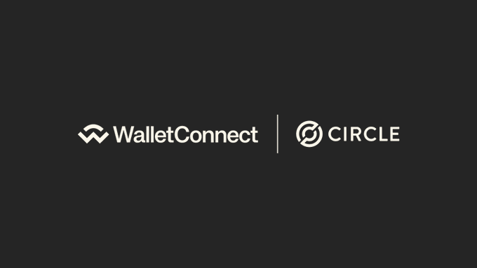 A minimalist black screen displaying the logos for 'WalletConnect' and 'CIRCLE' separated by a vertical line.