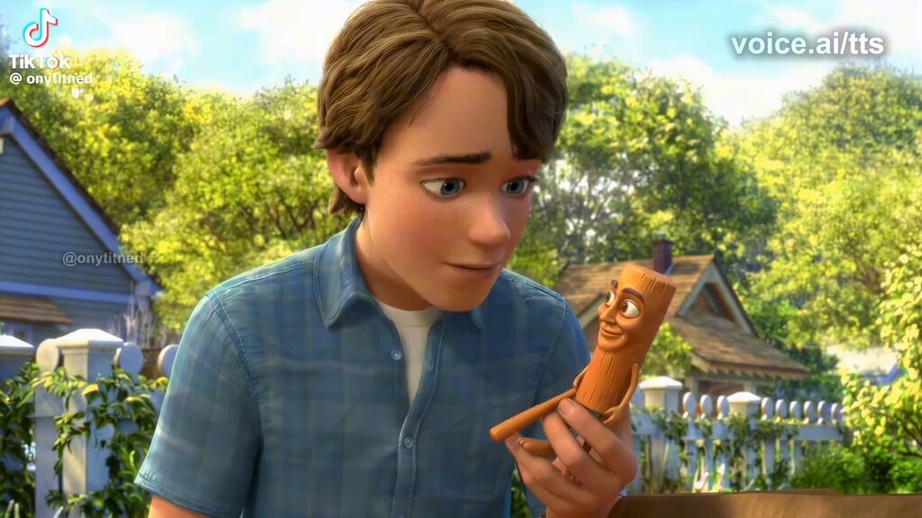 The image features a cartoon character, likely from the movie "Tong Tung Tung Sahur", holding up an orange toy or figurine for the camera. The caption below the image reads, "Focus on what is in the image and how it relates to the post."