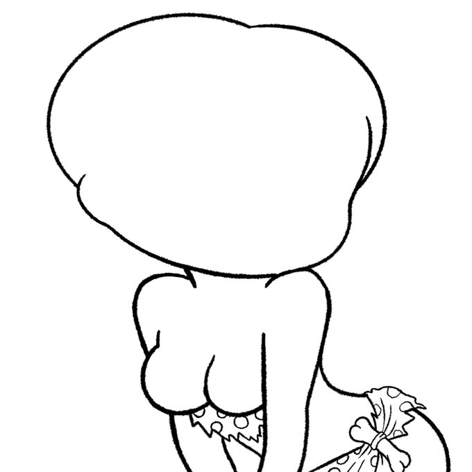 A blank cartoon character template featuring a figure with no face, wearing a bikini top and holding a patterned bag, designed for customization.