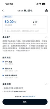 The image shows a BIT cryptocurrency investment product page displaying a USDT personal income return of 50.00% over 7 days, with details about the product structure and an estimated total return of approximately 1,800.00 USDT, illustrating the "sleeping income" passive earning opportunity promoted in the accompanying post.