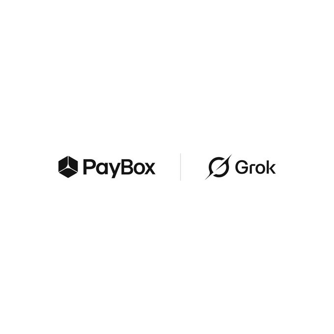A minimalist white background displaying the logos "PayBox | Grok" side by side in black.