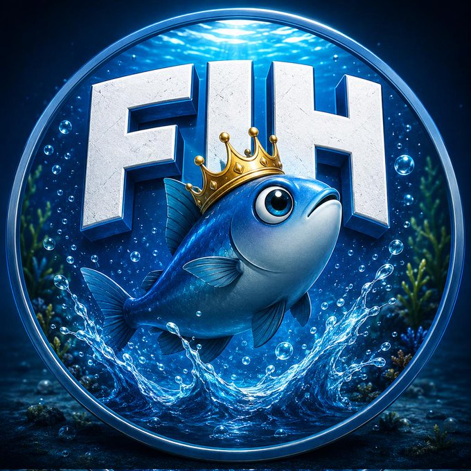The image features a blue circle with the word "FIH" written inside, surrounded by bubbles that represent fish swimming around. A cartoon fish wearing a crown is depicted within this scene. The background of the image is dark blue, which contrasts with the white text and adds depth to the overall composition. The post about @FIH_USD1 seems to be discussing the community's energy levels and how it relates to the content being shared on social media platforms like Twitter or Instagram.

The fish in the image appears to be swimming around bubbles, suggesting a lively atmosphere within the community. The presence of the crown indicates that there might be some sort of celebration or recognition happening related to @FIH_USD1. Overall, the image conveys a sense of energy and engagement with the content being shared on social media platforms by the community.