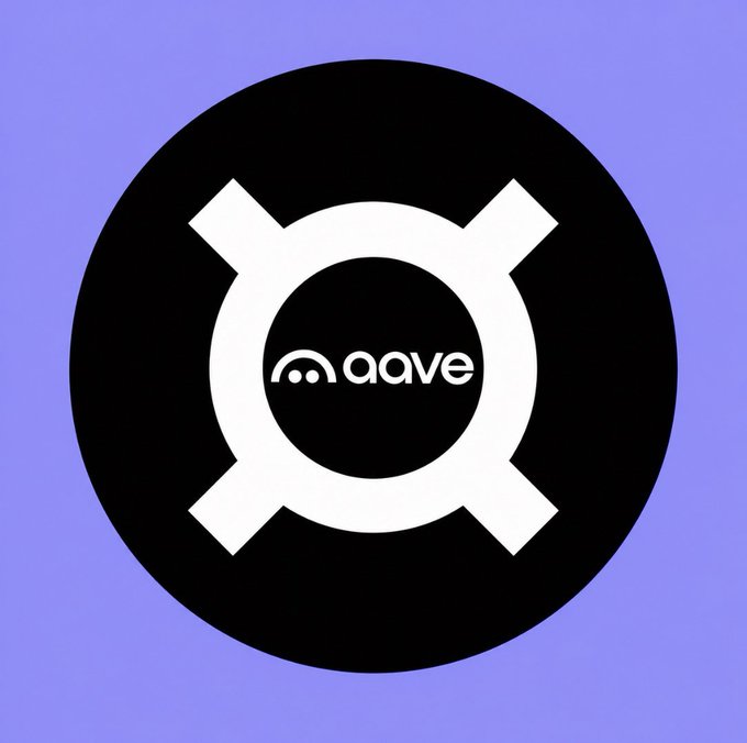 A black circular logo featuring a white gear-like symbol with a small "aave" ticker in the center, set against a purple background. The image relates to the post as it represents Aave, a decentralized lending protocol closely tied to the stablecoin yield and liquidity inflows being discussed.