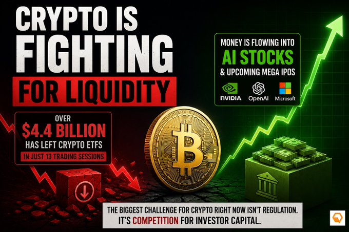 The image features a graph with two lines, one green and one red, representing Bitcoin's value compared to other cryptocurrencies. The green line shows that Bitcoin has been consistently outperforming its counterparts over time. This suggests that Bitcoin is now a superior investment option in terms of price appreciation, diversification benefits, and market dominance among traditional investments. The image reinforces the message that cryptocurrency investors should focus on the market trends rather than get caught up in short-term regulations or restrictions.