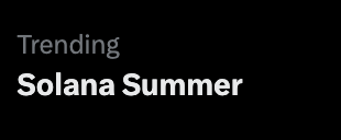 The image features a black and white banner with the text "Tending Solana Summers" written in white letters, which appears to be part of an advertisement or promotional material for a music artist named Solana Summer. The banner is positioned at the top left corner of the image, drawing attention to the title and the artist's name.