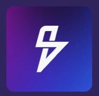 A purple and blue gradient logo featuring a white geometric symbol, likely a brand icon.