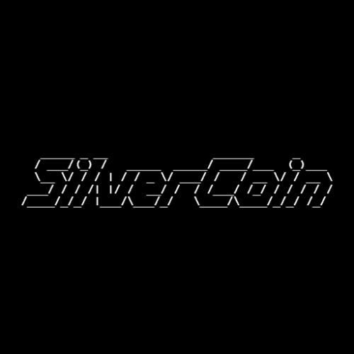 The image displays the stylized text "SILVERGoin" in a futuristic, outlined font against a black background. The "97" appears subtly above the "S," and the design fits the post's casual, crypto-focused vibe—likely serving as a logo or branding element for someone sharing Solana giveaway details.
